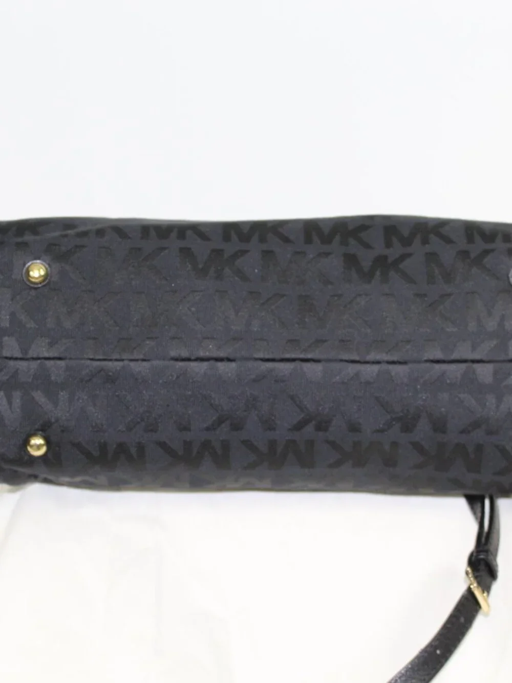 Michael Kors Black‎ Logo Satchel Canvas Leather Crossbody Bag Gold Hardware